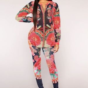 Multi color pant set